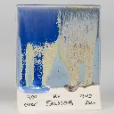 Frost Blue, Under SW-401 Light Flux (left) and SW-402 Dark Flux (right), Cone 6 oxidation